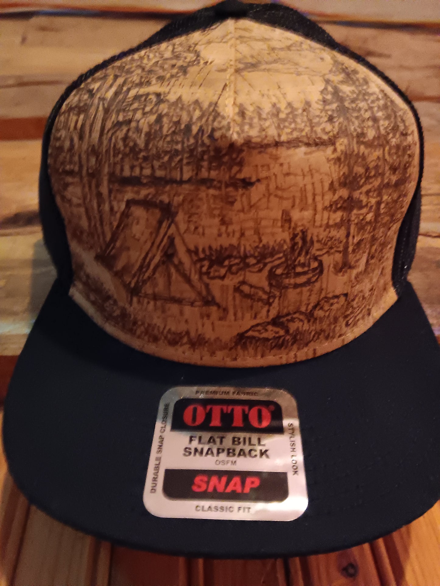 Tent Camping Scene-Cork Trucker Hat