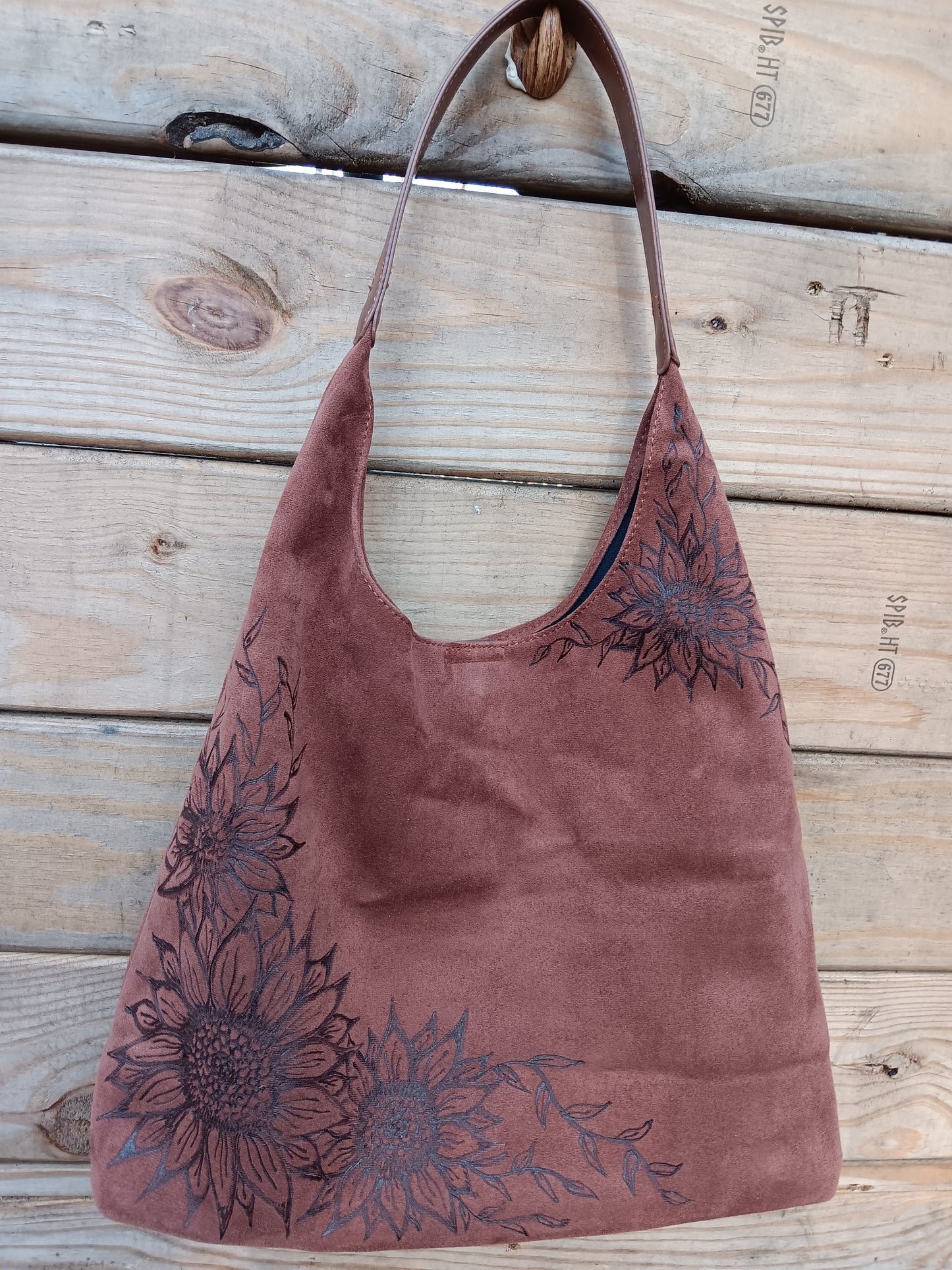 Hand-Burned Vegan Suede Tote bag