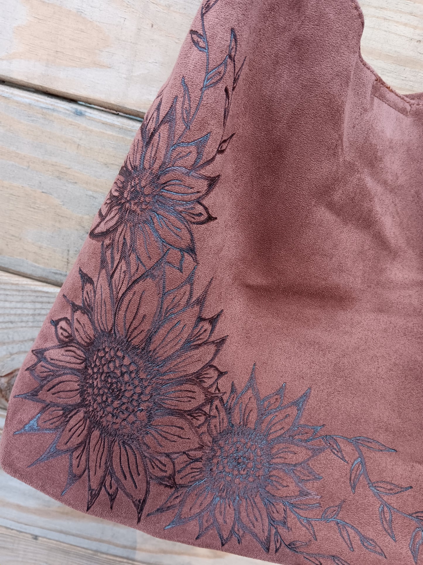 Hand-Burned Vegan Suede Tote bag