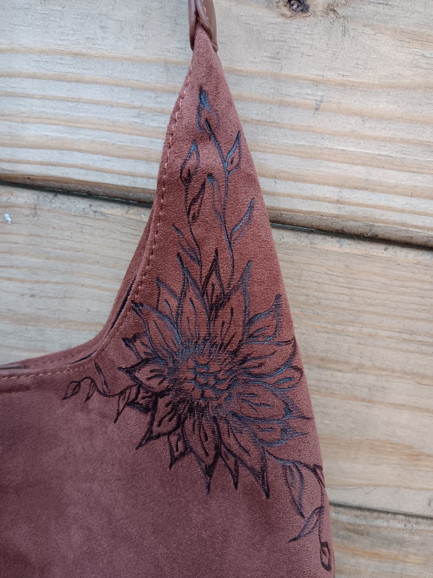 Hand-Burned Vegan Suede Tote bag