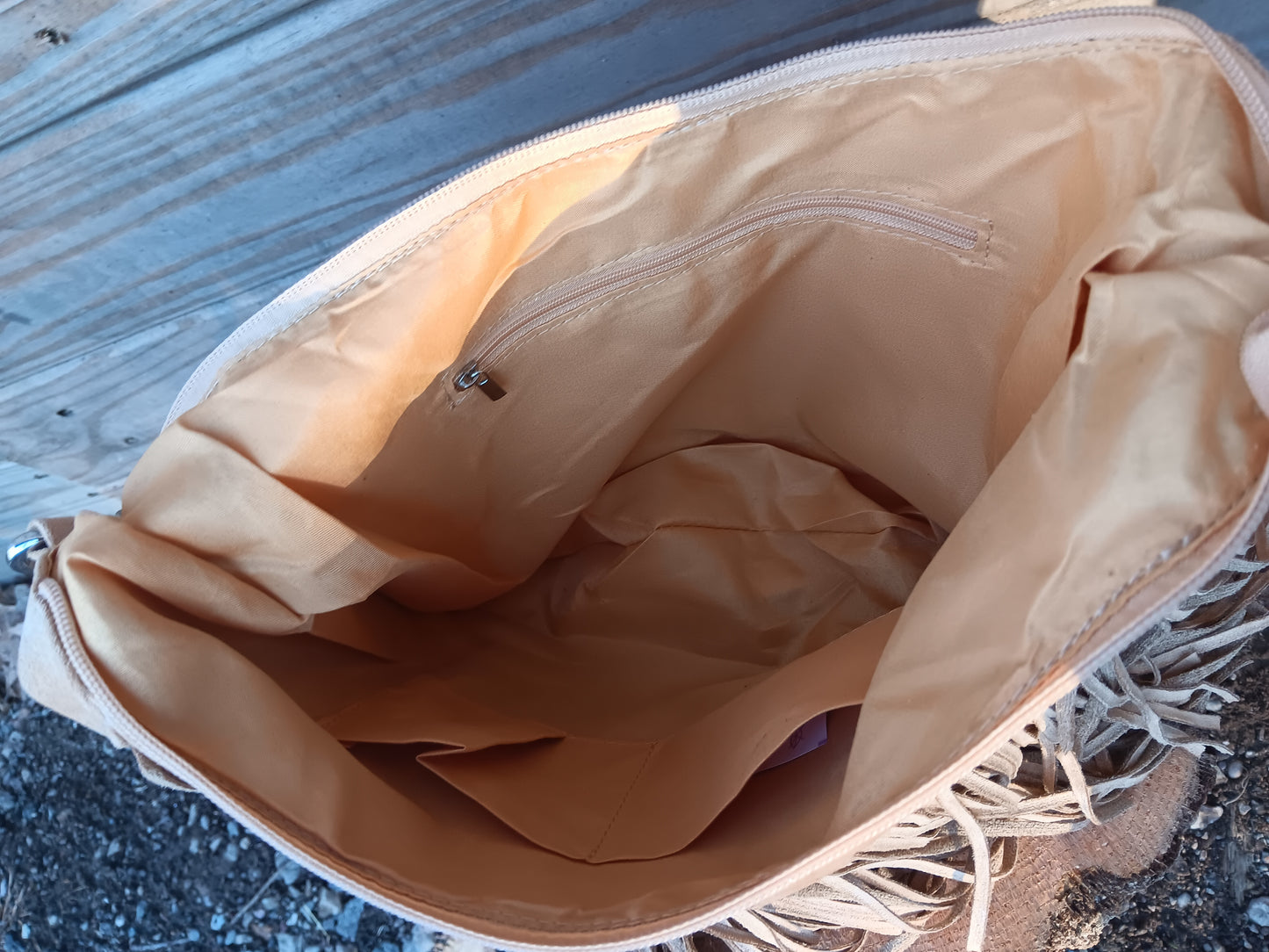 Hand-Burned Fringe Hobo Bag